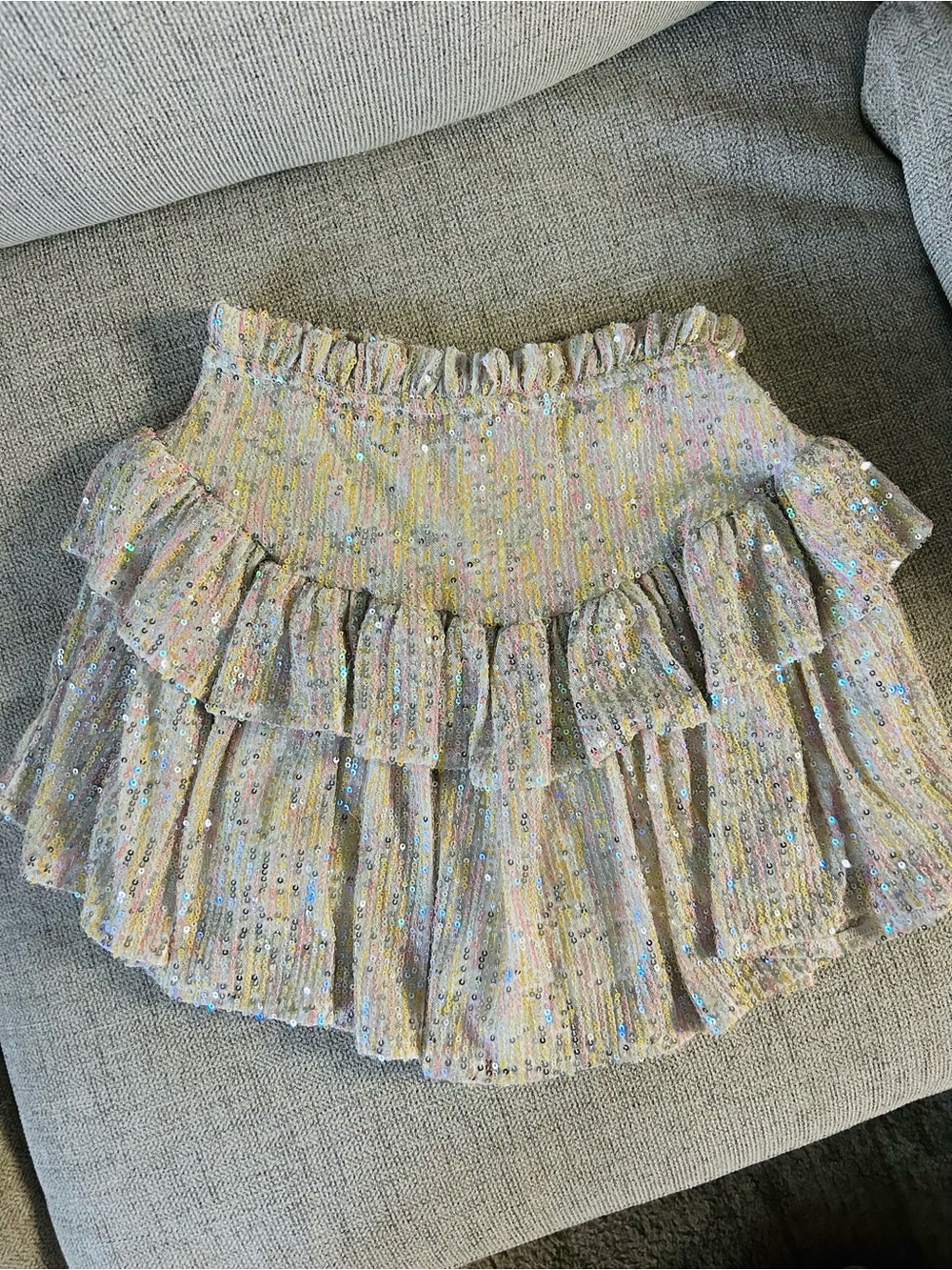 Main Strip Pastel Multicolor Sequin Tiered Mini Skort, Looks NEW! (Size S)